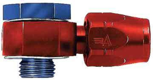 Aeroquip FCM1066 Fitting, Hose End, Banjo, Straight, 6 AN Hose to 9/16-24 in Banjo, Aluminum, Blue / Red Anodized, Each