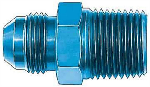 Aeroquip FCM2006 Fitting, Adapter, Straight, 8 AN Male to 1/4 in NPT Male, Aluminum, Blue Anodized, Each