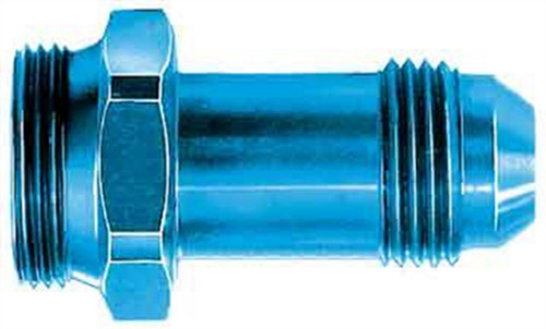 Aeroquip FCM2110 Carburetor Inlet Fitting, Straight, 8 AN Male to 7/8-20 in Male, Aluminum, Blue Anodized, Holley Carburetors, Each