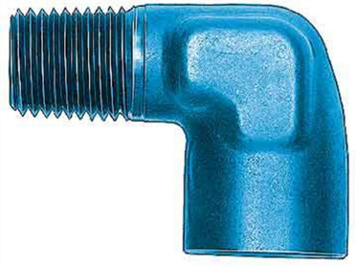 Aeroquip FCM2148 Fitting, Adapter, 90 Degree, 1/4 in NPT Male to 1/4 in NPT Female, Aluminum, Blue Anodized, Each