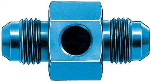 Aeroquip FCM2183 Fitting, Gauge Adapter, Straight, 6 AN Male to 6 AN Male, 1/8 in NPT Gauge Port, Aluminum, Blue Anodized, Each