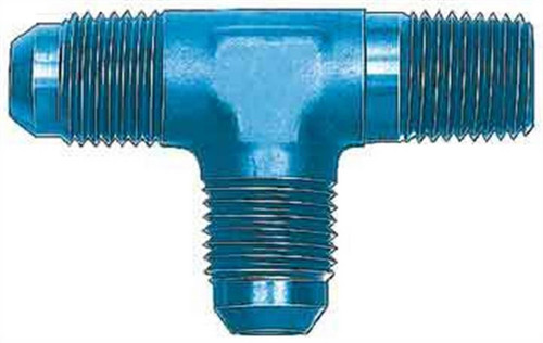 Aeroquip FCM2714 Fitting, Adapter Tee, 3 AN Male x 1/8 in NPT Male x 3 AN Male, Aluminum, Blue Anodized, Each