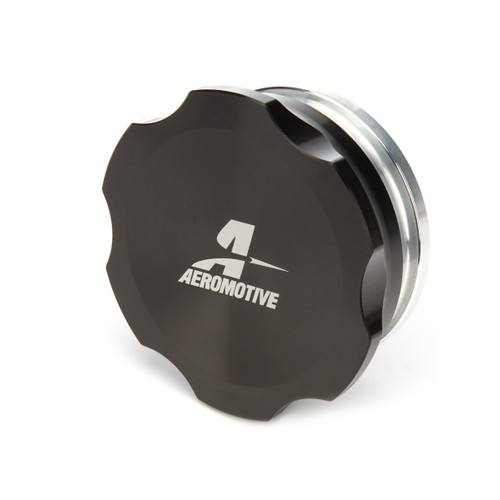 Aeromotive 18728 Fuel Filler Cap Assembly, Screw-On, Raised Cell Mount, Weld-On, Aluminum Black Anodized, Kit