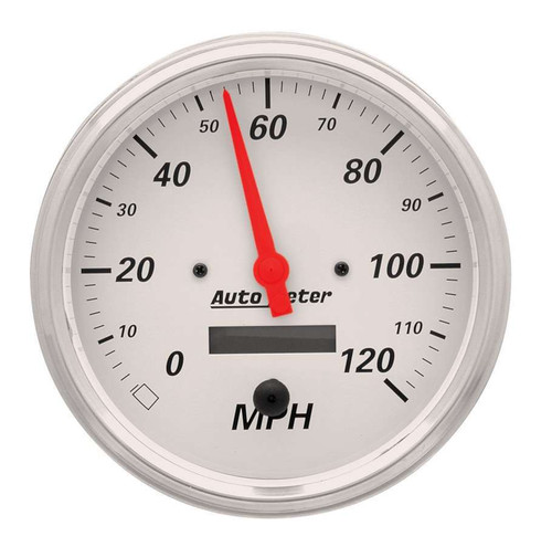 Autometer 1389 Speedometer, Arctic White, 120 MPH, Electric, Analog, 5 in Diameter, Programmable, White Face, Each