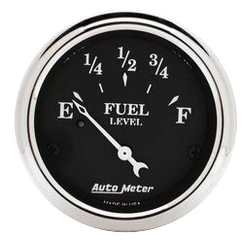 Autometer 1717 Fuel Level Gauge, Old Tyme Black, 240-33 ohm, Electric, Analog, Short Sweep, 2-1/16 in Diameter, Black Face, Each