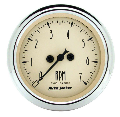 Autometer 1897 Tachometer, Antique Beige, 7000 RPM, Electric, Analog, 2-1/16 in Diameter, Dash Mount, Beige Face, Each