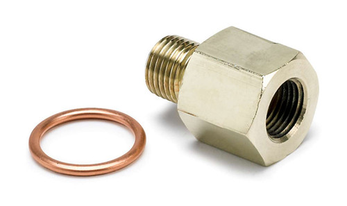 Autometer 2265 Fitting, Adapter, Straight, 10 mm x 1.00 Male to 1/8 in NPT Female, Brass, Natural, Oil Pressure Gauges, Each