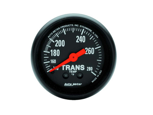 Autometer 2615 Transmission Temperature Gauge, Z-Series, 140-280 Degree F, Mechanical, Analog, Full Sweep, 2-1/16 in Diameter, Black Face, Each