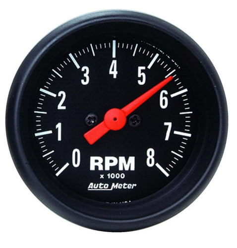 Autometer 2698 Tachometer, Z-Series, 8000 RPM, Electric, Analog, 2-1/16 in Diameter, Dash Mount, Black Face, Each