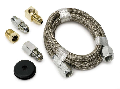Autometer 3227 Gauge Line Kit, 4 AN, 3 ft, 4 AN Female to 4 AN Female, Fittings Included, Braided Stainless, Mechanical Pressure Gauges, Kit