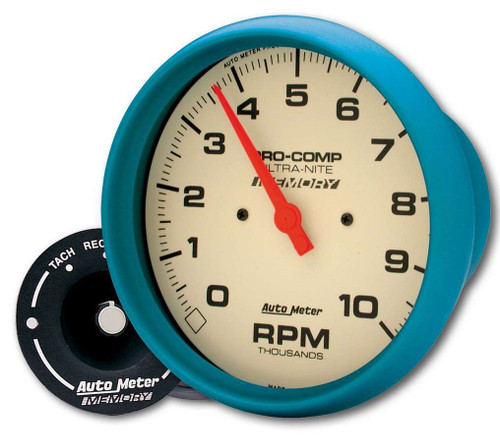 Autometer 4594 Tachometer, Ultra-Nite, 10000 RPM, Electric, Analog, 5 in Diameter, Dash Mount, Memory, White Face, Each