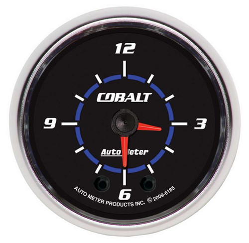 Autometer 6185 Clock Gauge, Cobalt, Electric, Analog, 2-1/16 in Diameter, Black Face, Each