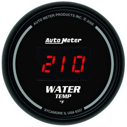 Autometer 6337 Water Temperature Gauge, Sport-Comp, 0-300 Degree F, Electric, Digital, 2-1/16 in Diameter, Black Face, Each