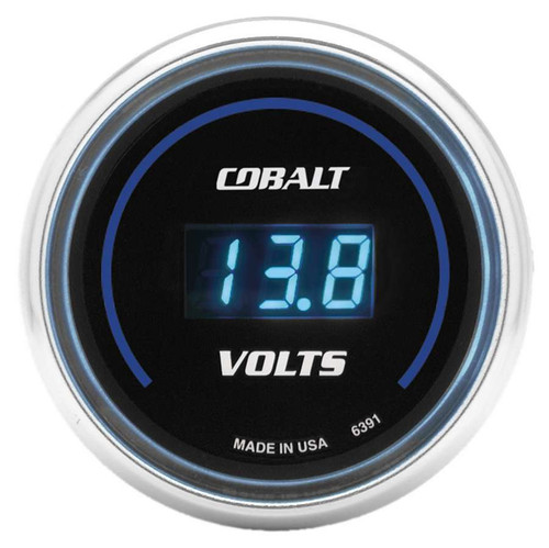 Autometer 6391 Voltmeter, Cobalt, 8-18V, Electric, Digital, 2-1/16 in Diameter, Black Face, Each