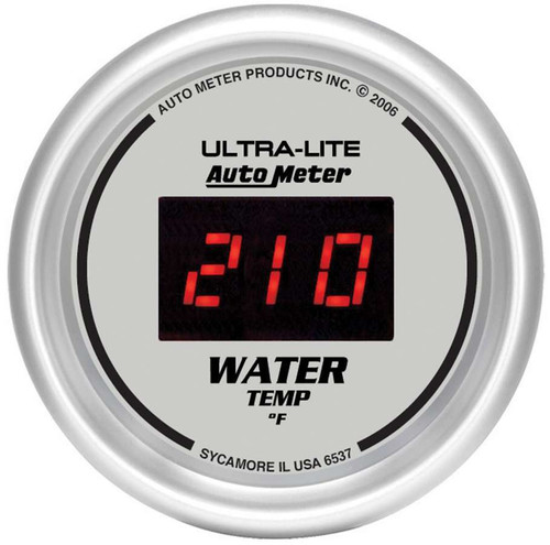 Autometer 6537 Water Temperature Gauge, Ultra-Lite, 0-300 Degree F, Electric, Digital, 2-1/16 in Diameter, Black Face, Each