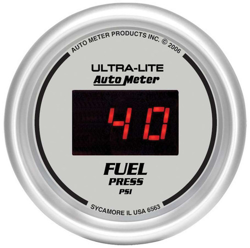 Autometer 6563 Fuel Pressure Gauge, Ultra-Lite, 5-100 psi, Electric, Digital, 2-1/16 in Diameter, Silver Face, Each