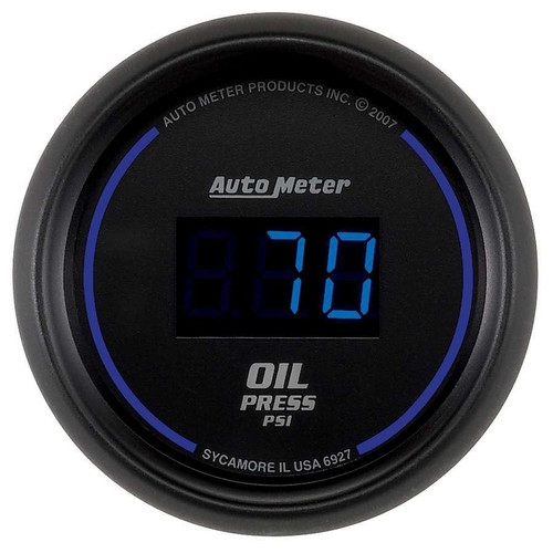 Autometer 6927 Oil Pressure Gauge, Cobalt, 5-100 psi, Electric, Digital, 2-1/16 in Diameter, Black Face, Each
