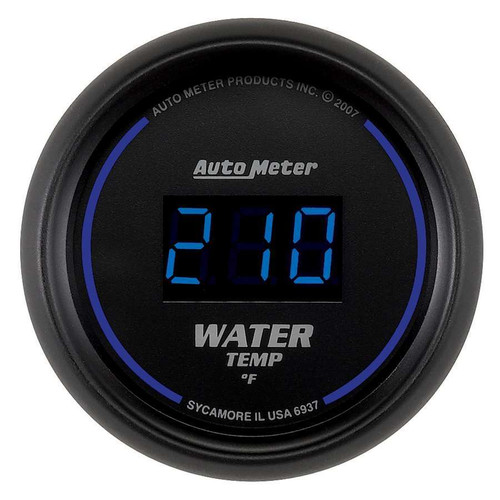 Autometer 6937 Water Temperature Gauge, Cobalt, 0-340 Degree F, Electric, Digital, 2-1/16 in Diameter, Black Face, Each