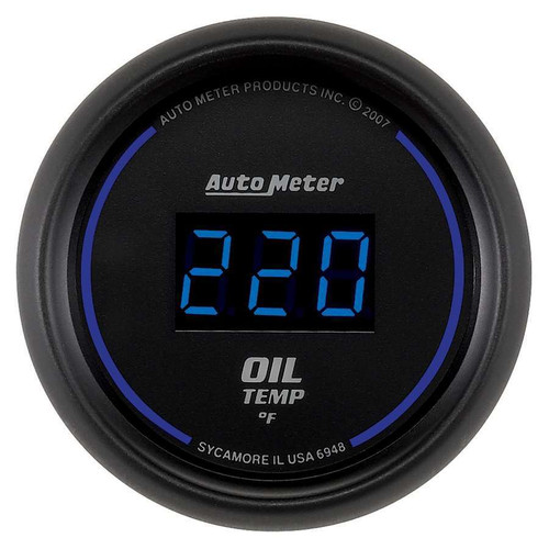 Autometer 6948 Oil Temperature Gauge, Cobalt, 0-340 Degree F, Electric, Digital, Blue LED, 2-1/16 in Diameter, Black Face, Each