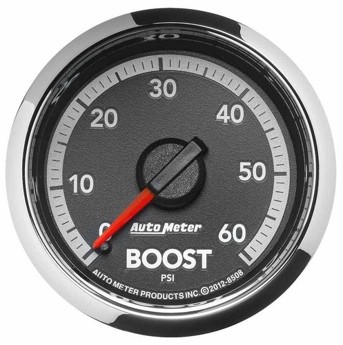 Autometer 8508 Boost Gauge, Gen3 Dodge Factory Match, 0-60 psi, Mechanical, Analog, 2-1/16 in Diameter, Black Face, Each