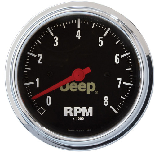Autometer 880246 Tachometer, Jeep, 8000 RPM, Electric, Analog, 3-3/8 in Diameter, Jeep Logo, Dash Mount, Black Face, Each
