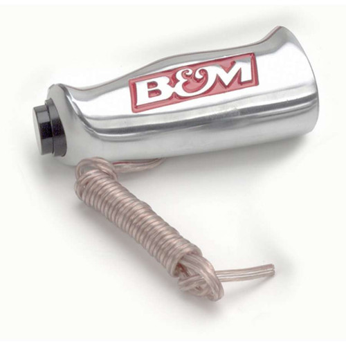 B And M Automotive 80658 Shifter Knob, T-Handle, 1/2-20, 3/8-24, 3/8-16 and 5/16-18 in Thread, 12V Button, B&M Logo, Aluminum, Polished, Universal, Each