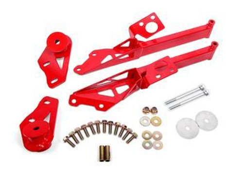 BMR Suspension CB762R Chassis Brace, Rear Subframe, Boxed, Bolt-On, Steel, Red Powder Coat, Ford Mustang 2015-22, Kit