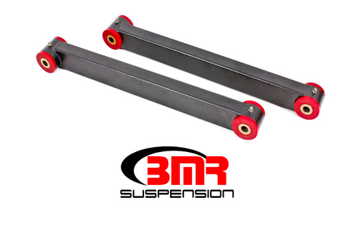 BMR Suspension TCA019H Control Arm, Tubular, Lower, Boxed, Polyurethane Bushings, Steel, Black Hammertone Powder Coat, Ford Mustang 2005-14, Pair