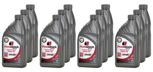 Penngrade Motor Oil 62716 Motor Oil, Synthetic Blend, 5W20, Semi-Synthetic, 1 qt Bottle, Set of 12