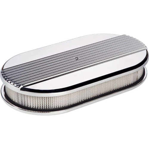 Billet Specialties 15640 Air Cleaner Assembly, 15 x 8-1/2 in Oval, 3 in Tall, 5-1/8 in Carb Flange, Billet Aluminum, Polished, Kit