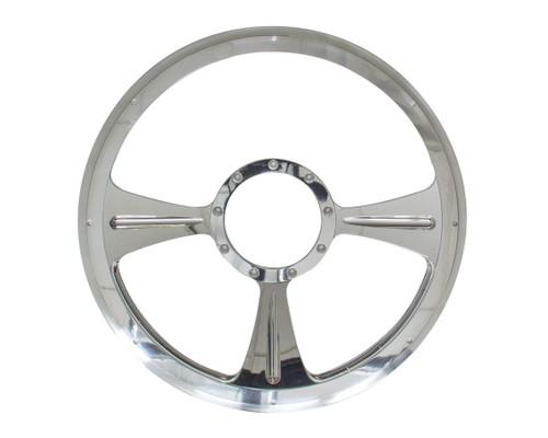 Billet Specialties 30935 Steering Wheel, GTX01, 14 in Diameter, 2 in Dish, 3-Spoke, Milled Finger Notches, Billet Aluminum, Polished, Each