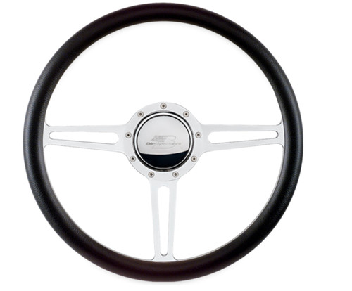 Billet Specialties 34137 Steering Wheel, Split Spoke, 15-1/2 in Diameter, 2 in Dish, 3-Spoke, Milled Finger Notches, Aluminum, Polished, Each