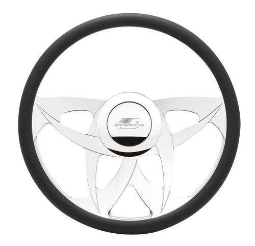 Billet Specialties 34152 Steering Wheel, Twinspin, 15-1/2 in Diameter, 2 in Dish, 4-Spoke, Milled Finger Notches, Aluminum, Polished, Each