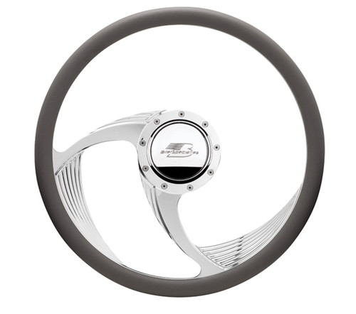 Billet Specialties 34165 Steering Wheel, Spyder ll, 15-1/2 in Diameter, 2 in Dish, 2-Spoke, Milled Finger Notches, Aluminum, Polished, Each