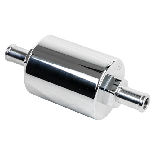 Billet Specialties 42130 Fuel Filter, In-Line, 40 Micron, Stainless Element, 3/8 in Hose Barb to 3/8 in Hose Barb, Aluminum, Polished, Each