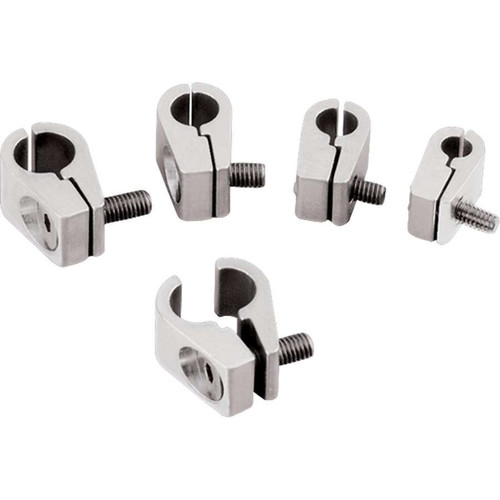 Billet Specialties 65410 Line Clamp, 2 Piece, 0.375 in ID, Stainless Hardware, Billet Aluminum, Polished, Set of 4