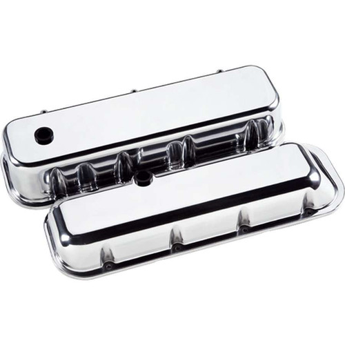 Billet Specialties 96129 Valve Cover, Tall, Baffled, Breather Hole, Grommets, Billet Aluminum, Polished, Big Block Chevy, Pair