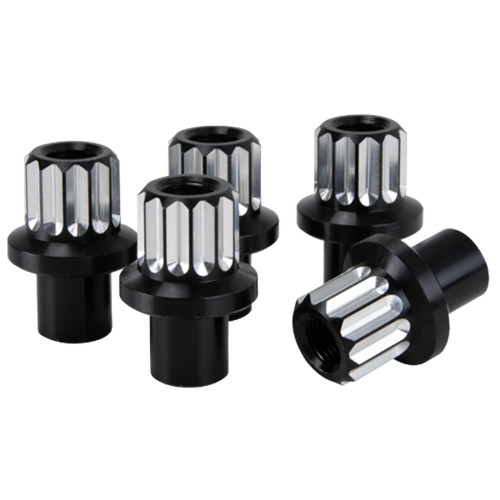 Billet Specialties LNRMS122075 Lug Nut, 1/2-20 in Thread, 3/4 in Long, 12 Point Head, Aluminum, Black Anodized, Set of 5