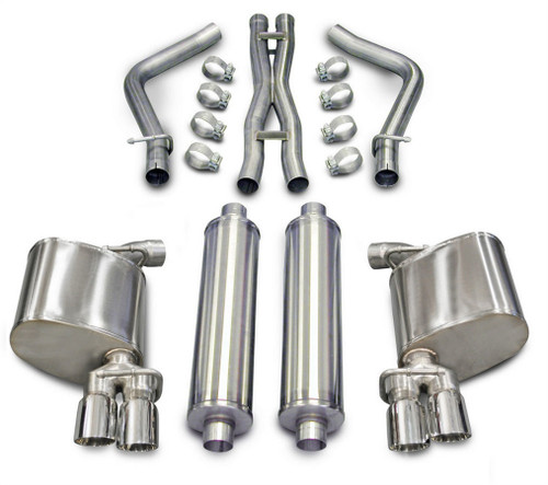 Corsa Performance 14522 Exhaust System, Xtreme, Cat-Back, 2-1/2 in Diameter, Dual 3 in Twin Tips, Stainless, Polished Pro-Series Tips, Mopar V8, R/T, Dodge Charger 2011-14, Kit