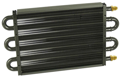 Derale 13316 Fluid Cooler, 13.500 x 7.625 x 0.750 in, Tube Type, 6 AN Male Inlet / Outlet, Aluminum, Black Powder Coat, Universal, Each