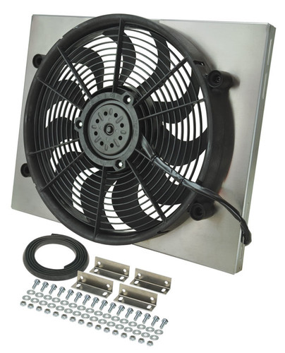 Derale 16823 Electric Cooling Fan, HO RAD, 17 in Fan, Puller, 2400 CFM, 12V, Curved Blade, 21 x 16-3/4 in, 3 in Thick, Aluminum Shroud, Plastic, Kit