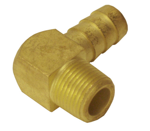 Derale 98244 Fitting, Adapter, 90 Degree, 1/2 in Hose Barb to 1/2 in NPT Male, Brass, Natural, Each
