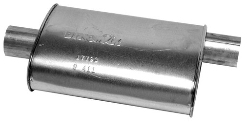 Dynomax 17793 Muffler, Super Turbo, 3 in Offset Inlet, 3 in Center Outlet, 16 x 5-1/2 x 11 in Oval, 23 in Long, Steel, Aluminized, Universal, Each