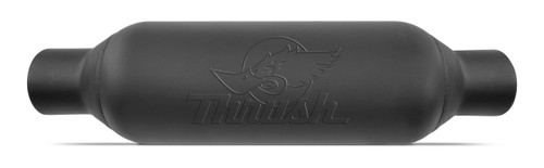 Dynomax 24254 Muffler, Thrush Rattler, 2-1/2 in Center Inlet, 2-1/2 in Center Outlet, 5 x 12-1/2 in Oval Body, 18 in Long, Steel, Black Paint, Universal, Each