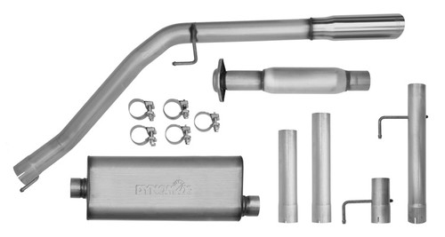Dynomax 39508 Exhaust System, Ultra Flo, Cat-Back, 3 in Diameter, Single Rear Exit, 4 in Polished Tip, Stainless, Natural, Ford Fullsize Truck 2011-15, Kit