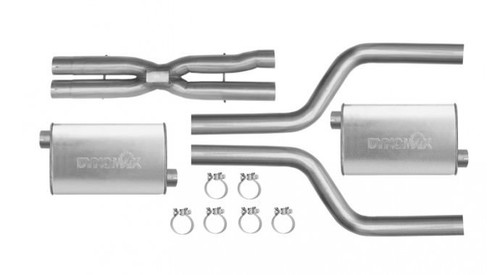 Dynomax 39518 Exhaust System, Super Turbo, Cat-Back, 2-1/2 in Diameter, Dual Rear Exit, Factory Tips, Steel, Aluminized, Mopar Gen III Hemi, Chrysler 300 2011-15 / Dodge Charger 2011-15, Kit