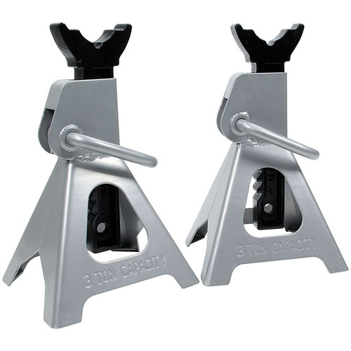 Allstar Performance ALL10124 Jack Stands, 12 1/2 to 17 1/2 in Tall, 7 x 8 in Base, Steel, Silver, 3 Ton. 1 Pair