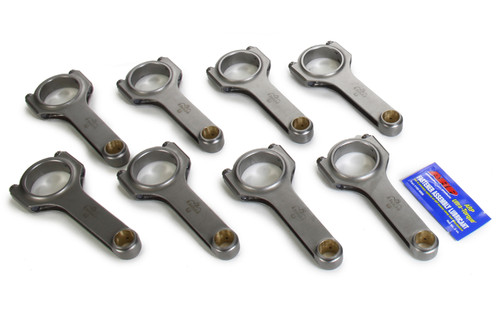 Eagle CRS5700B3D Connecting Rod, H Beam, 5.700 in Long, Bushed, 7/16 in Cap Screws, Forged Steel, Small Block Chevy, Set of 8