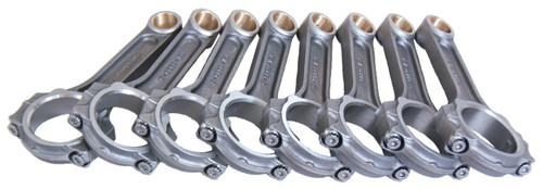 Eagle FSI6385 Connecting Rod, I Beam, 6.385 in Long, Bushed, 7/16 in Cap Screws, Forged Steel, Big Block Chevy, Set of 8