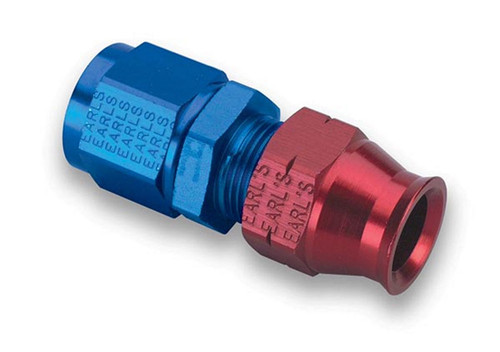 Earls 165108ERL Fitting, Tube End, Straight, 8 AN Female to 1/2 in Tubing, Aluminum, Blue / Red Anodized, Each